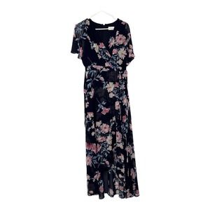 Eliza J NEW Womens Butterfly Sleeve High Low Maxi Dress Navy Blue Size 4
